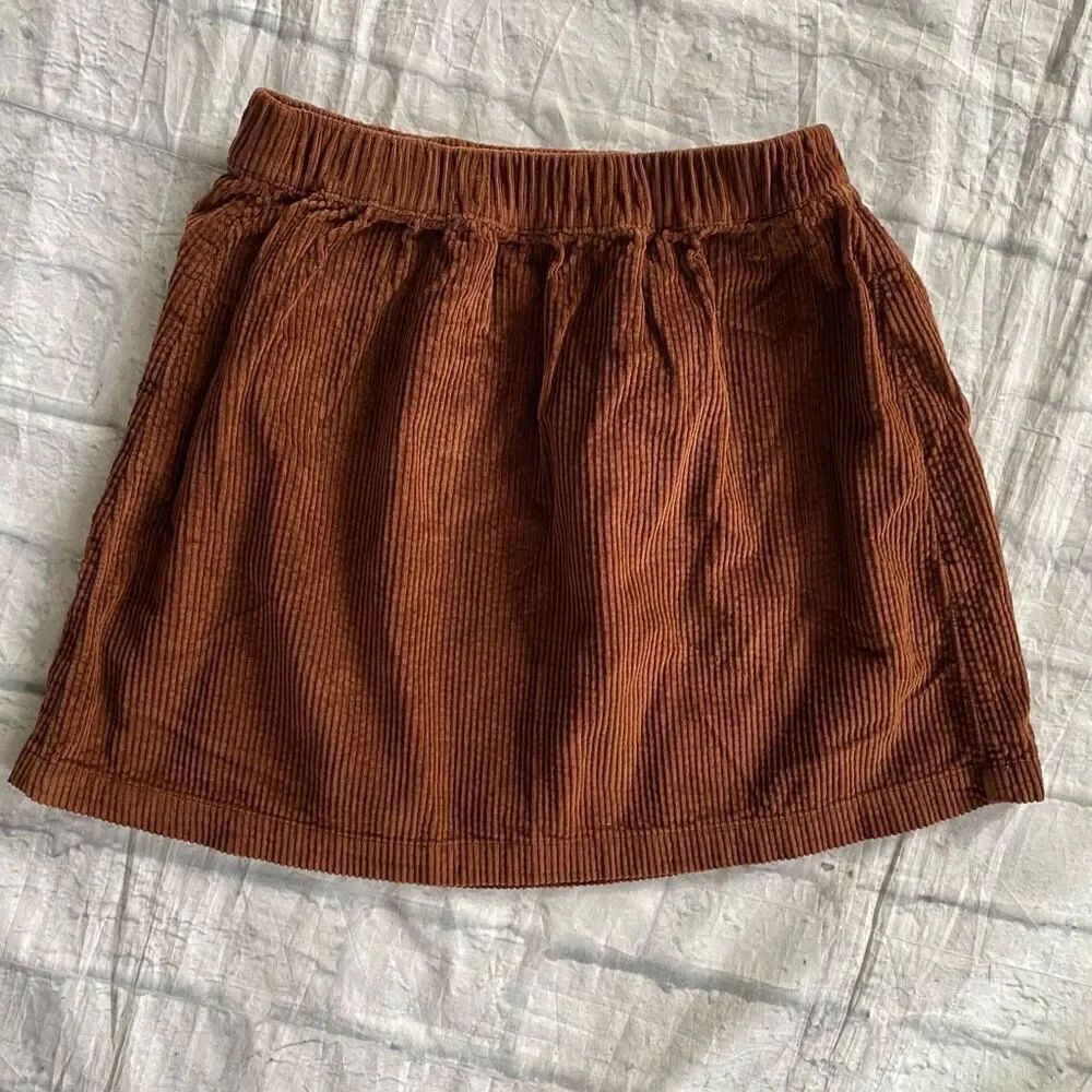 American Eagle women S pull on corduroy mini skirt brown